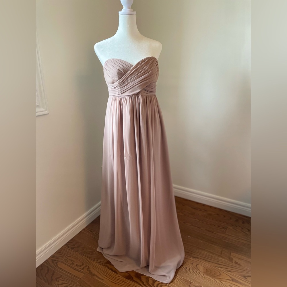 Dessy Collection Strapless DRAPED CHIFFON MAXI DRESS IN TOPAZ